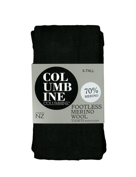COLUMBINE MERINO FOOTLESS TIGHT, BLACK