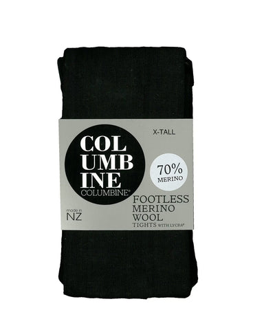 COLUMBINE MERINO FOOTLESS TIGHT, BLACK
