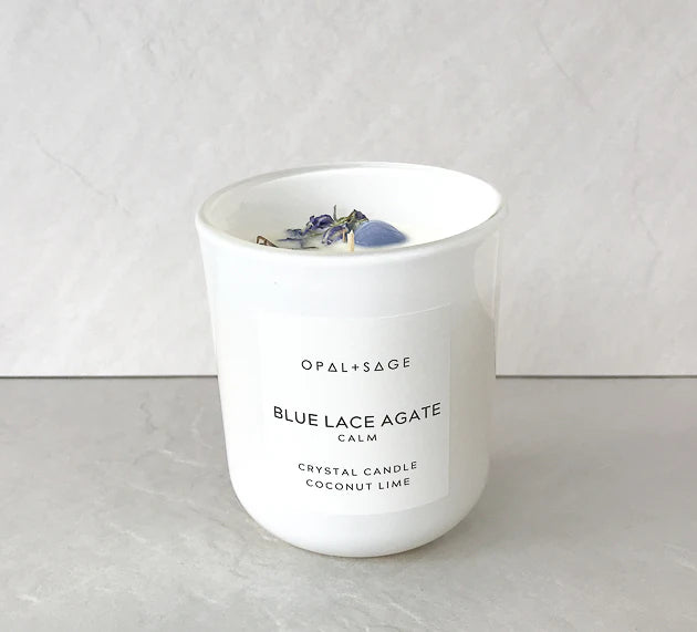 BLUE LACE AGATE CRYSTAL CANDLE