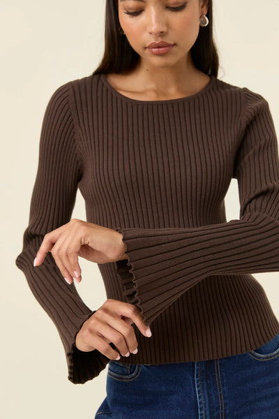 Darby Knit Top -Chocolate
