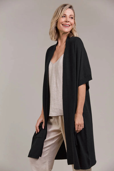 PALMER VEST CARDIGAN - BLACK