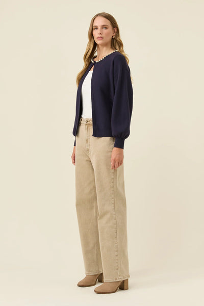 Nell Pearl Cardigan - Navy