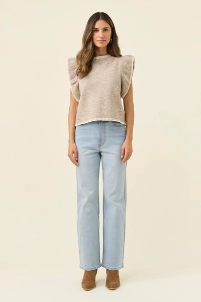 Athena Frill Knit Top - Stone