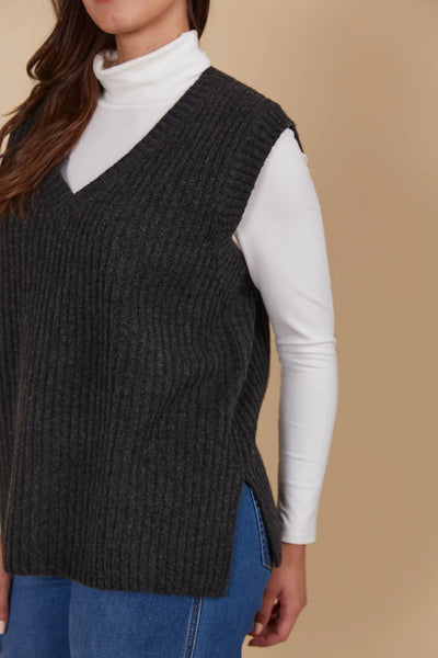 MIRU KNIT VEST- ASH