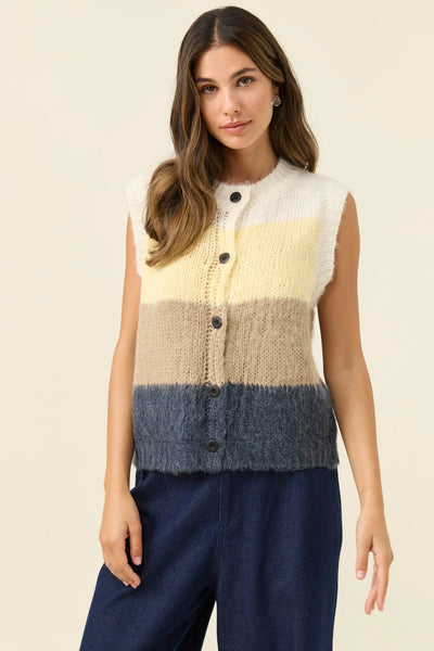 Pallas Stripe Knit Vest - Butter