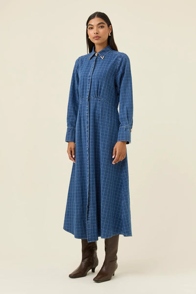 SLOAN DENIM MAXI DRESS- CHECK