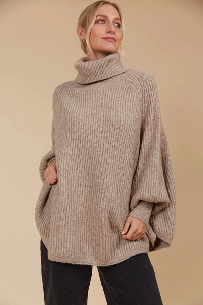 MIRU PONCHO- TAUPE