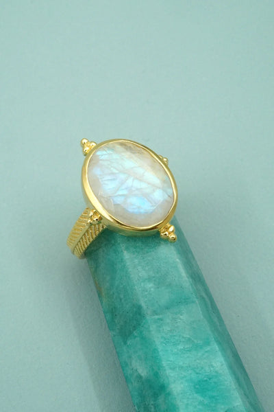 Guardian Angel Moonstone Ring - Gold