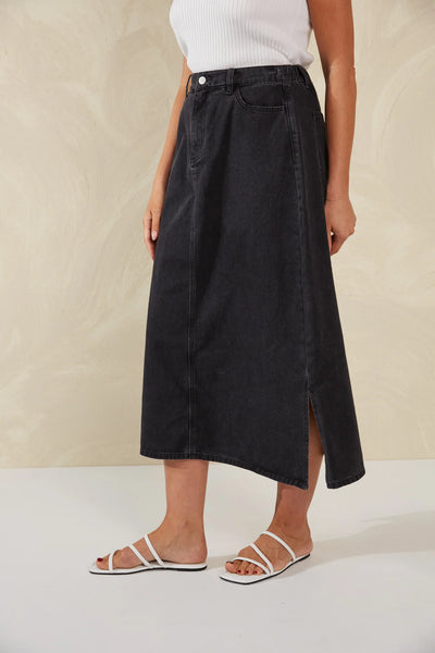 DALTON DENIM SKIRT- SLATE