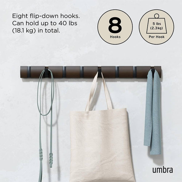 FLIP 8 WALL HOOK- WALNUT