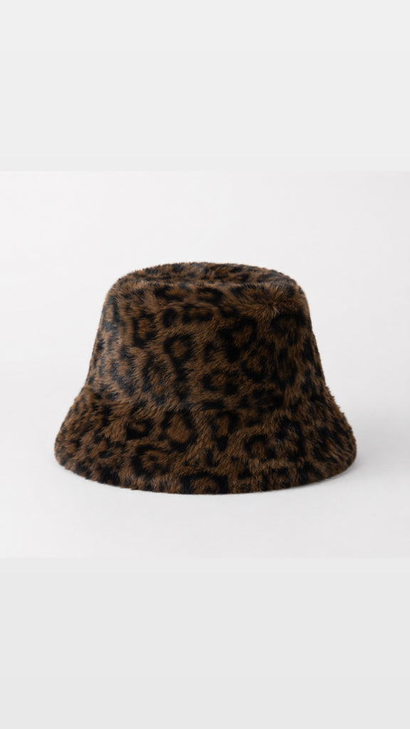 Leopard Faux Fur Bucket Hat