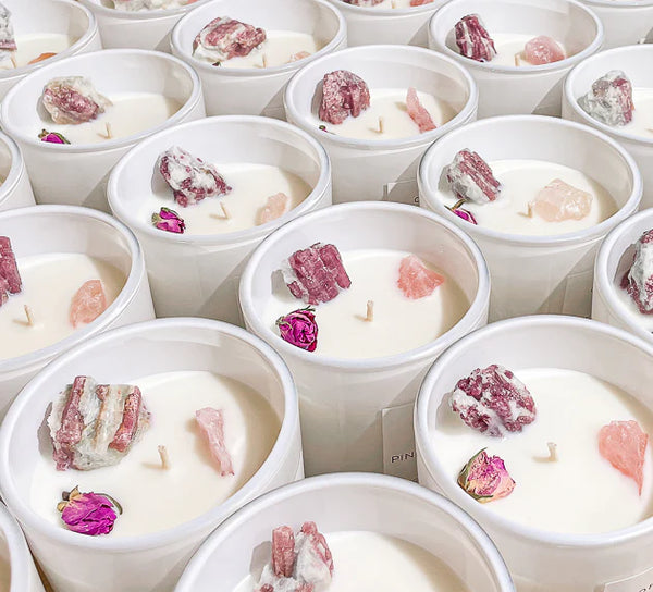 PINK TOURMALINE CRYSTAL CANDLE