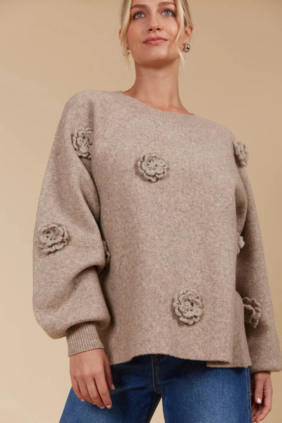 MIRU FLOWER JUMPER- TAUPE