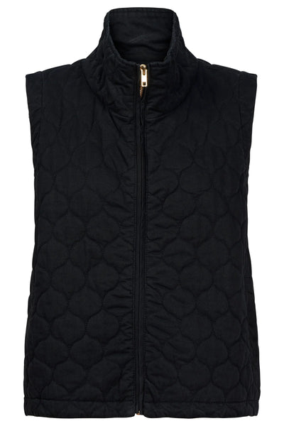 SANSI QUILTED CROP VEST - BLACK
