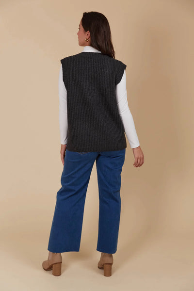 MIRU KNIT VEST- ASH