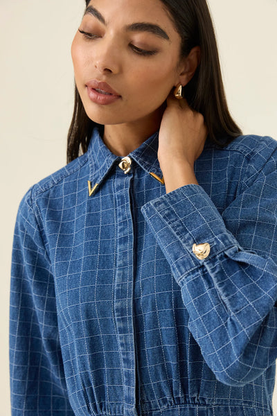 SLOAN DENIM MAXI DRESS- CHECK