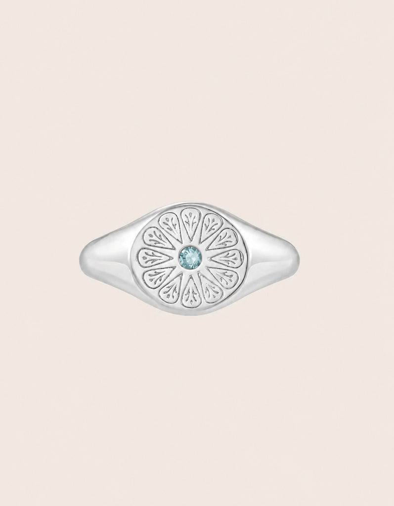 Silver Birthstone Ring - March /Aquamarine