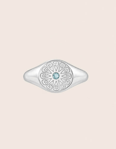 Silver Birthstone Ring - March /Aquamarine
