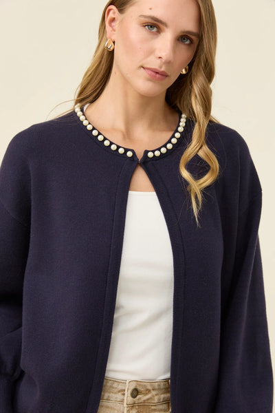 Nell Pearl Cardigan - Navy