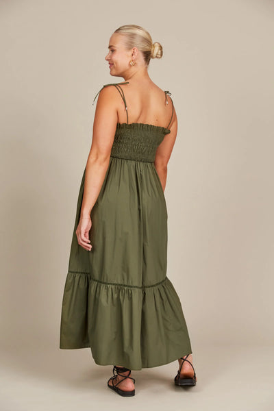 REMI SHIRRED MAXI- OLIVE