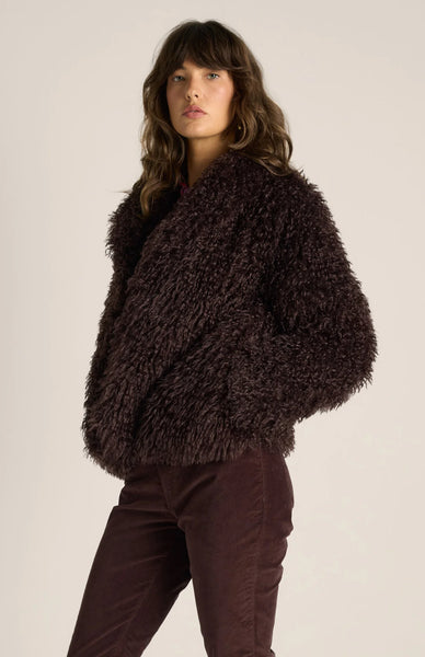 Wynn Cropped Fur Jacket - Chocolate