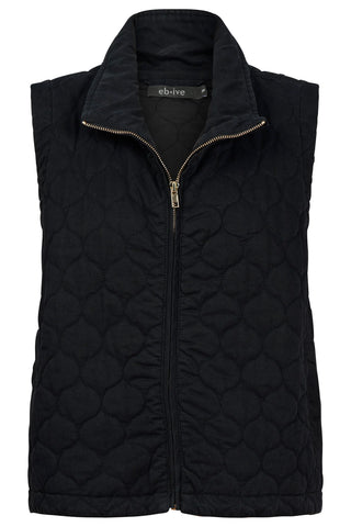 SANSI QUILTED CROP VEST - BLACK