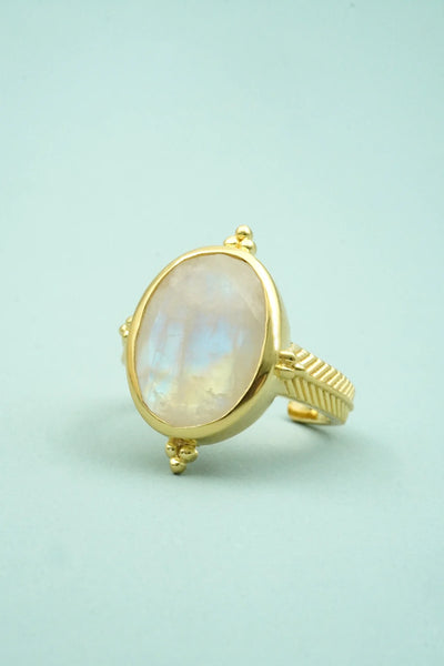 Guardian Angel Moonstone Ring - Gold