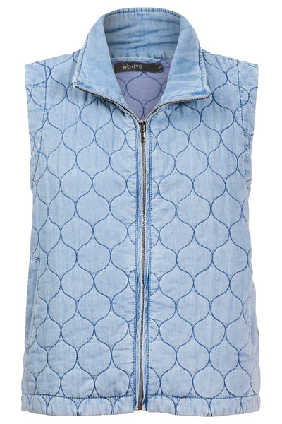 SANSI QUILTED CROP VEST - DENIM