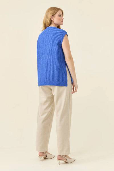 Miru Crew Knit Vest - Cobalt