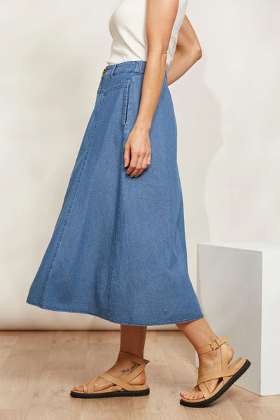 PLAYA MIDI SKIRT - DENIM