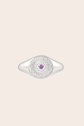 Silver Birthstone Ring - February/Amethyst