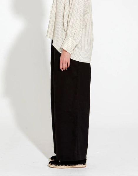 Heritage Linen Wide Leg Pant - Black