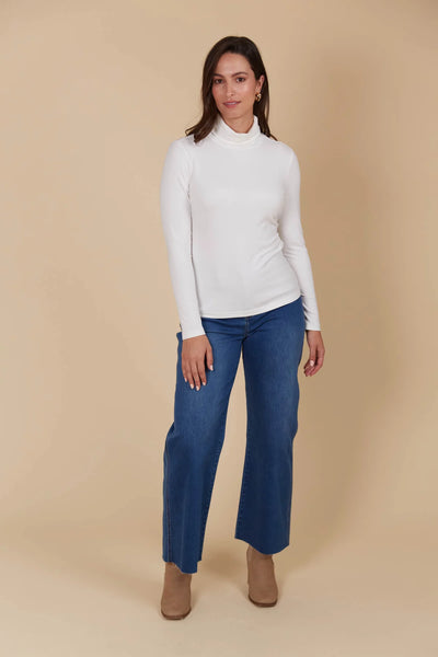 NARIA ROLL NECK TOP- IVORY