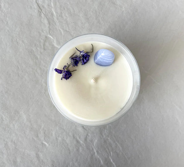 BLUE LACE AGATE CRYSTAL CANDLE