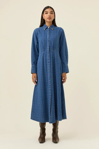 SLOAN DENIM MAXI DRESS- CHECK
