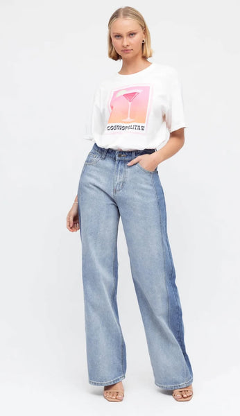 Two Tone Blue Denim Jeans