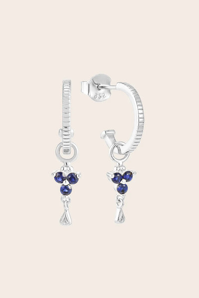 Silver Birthstone Hoops - September/Sapphire