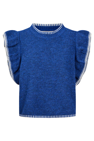Athena Frill Knit Top - Cobalt