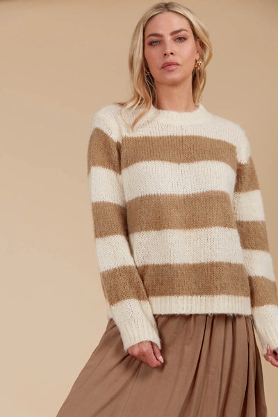 PALLAS STRIPE JUMPER- TOFFEE