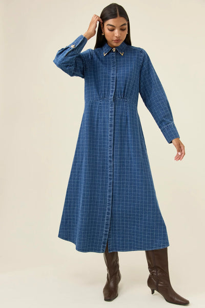 SLOAN DENIM MAXI DRESS- CHECK