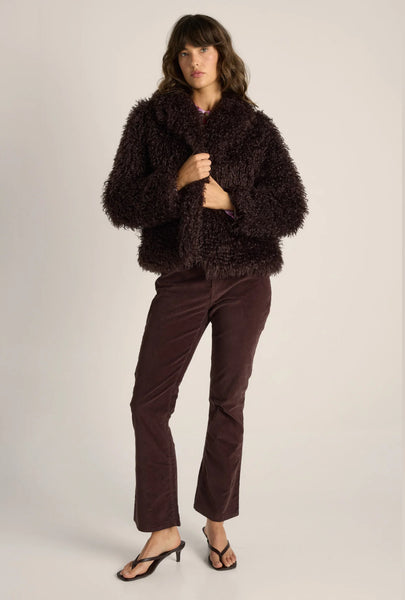 Wynn Cropped Fur Jacket - Chocolate