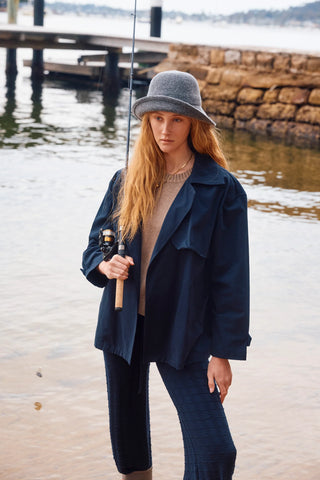 Farida Cropped Trench -  NAVY