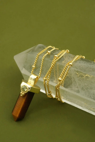 Courage Within Tiger's Eye Necklace - Gold
