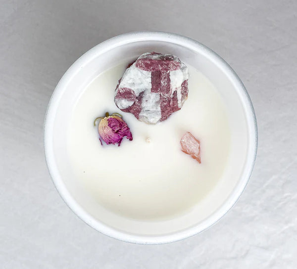 PINK TOURMALINE CRYSTAL CANDLE