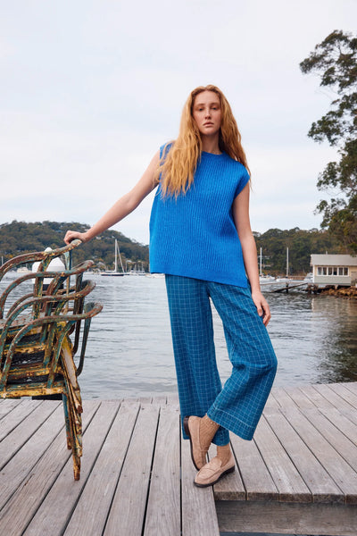 Miru Crew Knit Vest - Cobalt