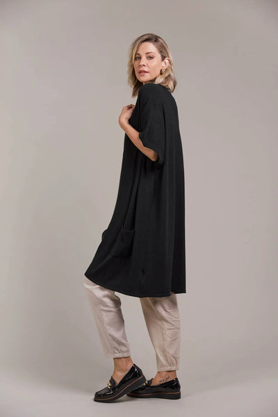 PALMER VEST CARDIGAN - BLACK
