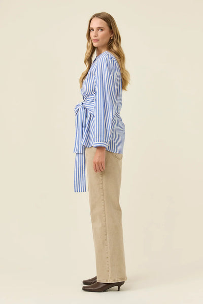 QUINN WRAP SHIRT- COBALT
