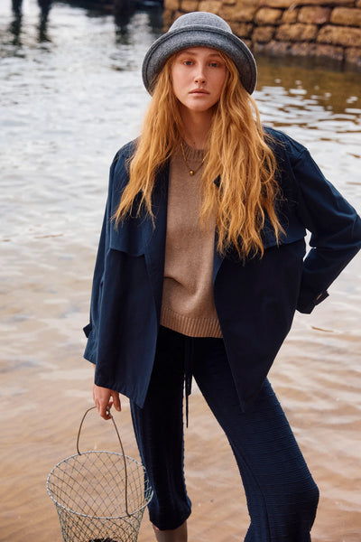 Farida Cropped Trench -  NAVY