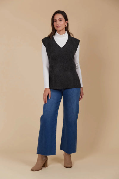 MIRU KNIT VEST- ASH