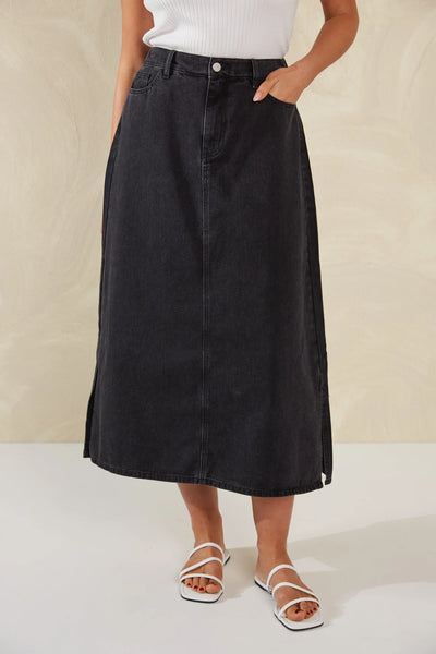 DALTON DENIM SKIRT- SLATE